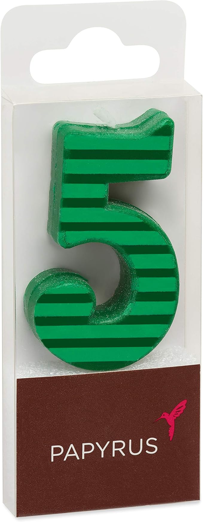Papyrus Number 5 Birthday Candle, Green Stripes (1-Count)