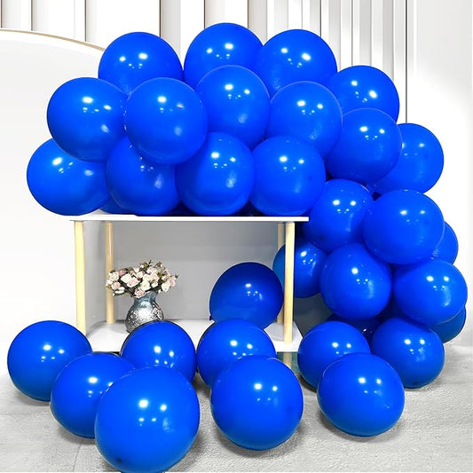 Firomi Royal Blue Balloons 12-inch 100 Pack Big Helium Shiny Round Blue Thicken Latex Balloon for Wedding Birthday Blue Theme Party Balloons (with 3 Ribbons)