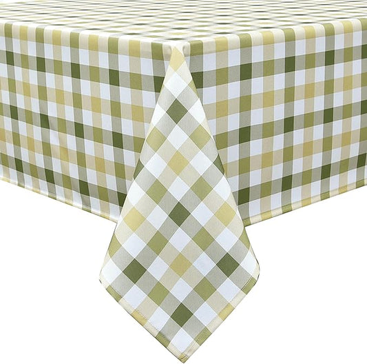 Waterproof Plaid Tablecloth Fabric - Square 58x58 Inch Classic Gingham Checker Table Cloth for Indoor/Outdoor Use - Buffalo Table Cover for Picnics, BBQs, and Parties