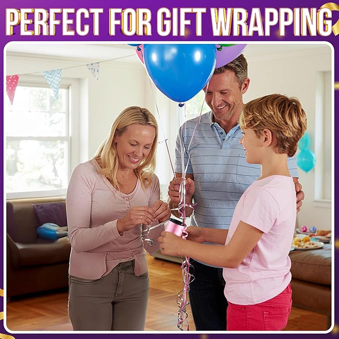 12-Rolls Curling Ribbon for Gift Wrapping - 3/16in x 125 Feet Per Roll - Curling Balloon String Ribbon Set for Presents, Bows, DIY Arts & Crafts, Wedding, Happy Birthday Decorations, Assorted Colors