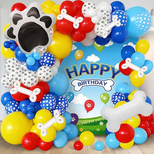 100pcs Hawaii Balloons Garland Arch Kit with Balloons for Birthday Decorations,Party Supplies for boys Girls (Blue Paw)