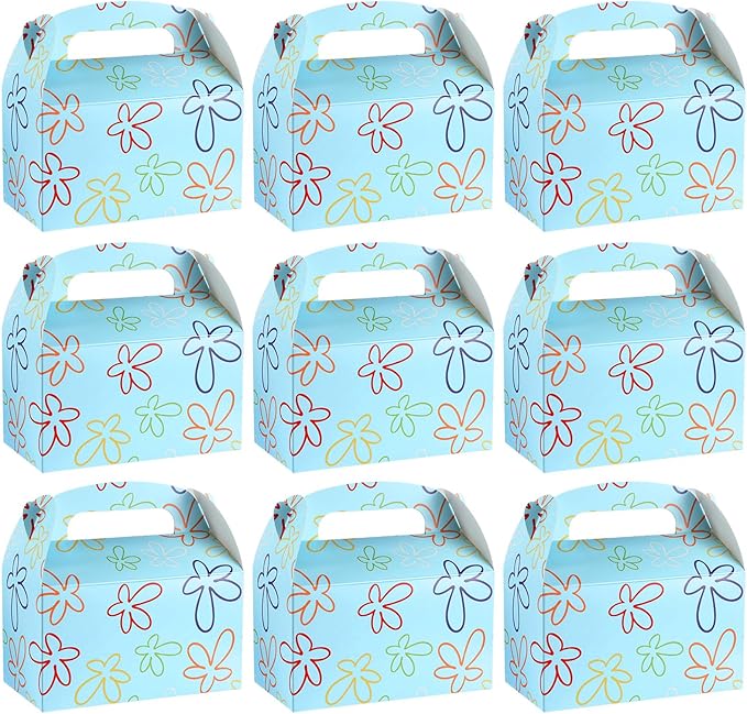 Marspark 24 Pack Sponge Cartoon Birthday Party Supplies, Paper Gift Boxes, Cartoon Candy Treat Boxes for Birthday Party Decorations(Flower Cloud Pattern)