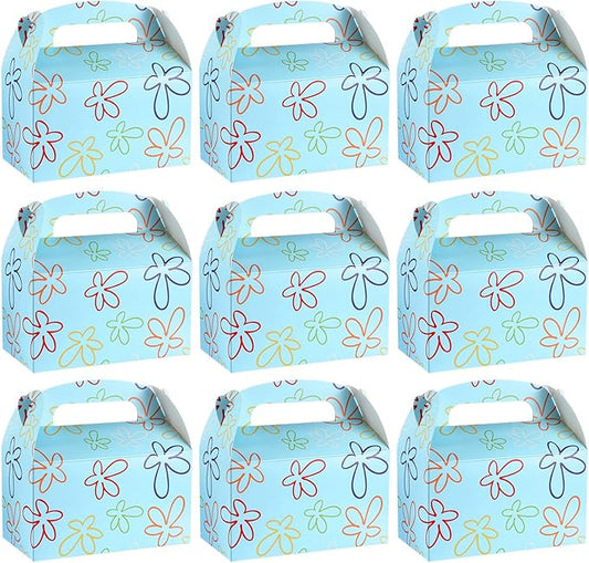 Marspark 24 Pack Sponge Cartoon Birthday Party Supplies, Paper Gift Boxes, Cartoon Candy Treat Boxes for Birthday Party Decorations(Flower Cloud Pattern)