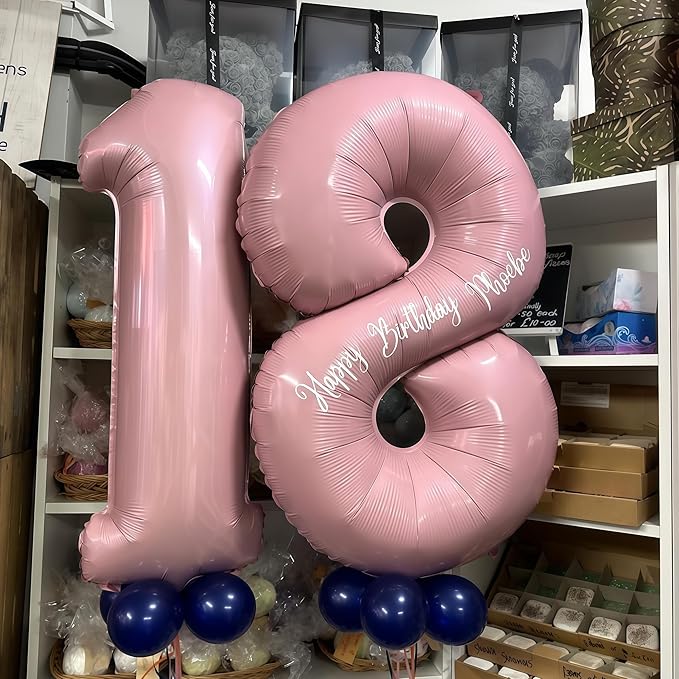 19th Birthday Balloon for Girls, 40 Inch Pastel Pink Number 19 Foil Balloons Self Inflating, Big Mylar Helium Light Pink 19 Balloons for Women Birthday Decor Anniversary Party Decorations Supplies