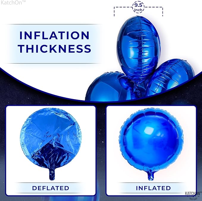 KatchOn, Blue Mylar Balloons -18 Inch, Pack of 6 | Eid Foil Balloons for Graduation Decorations 2026, Birthday, wedding, Gender Revel, Blue Baby Shower Decoration | Under The Sea Party Decorations
