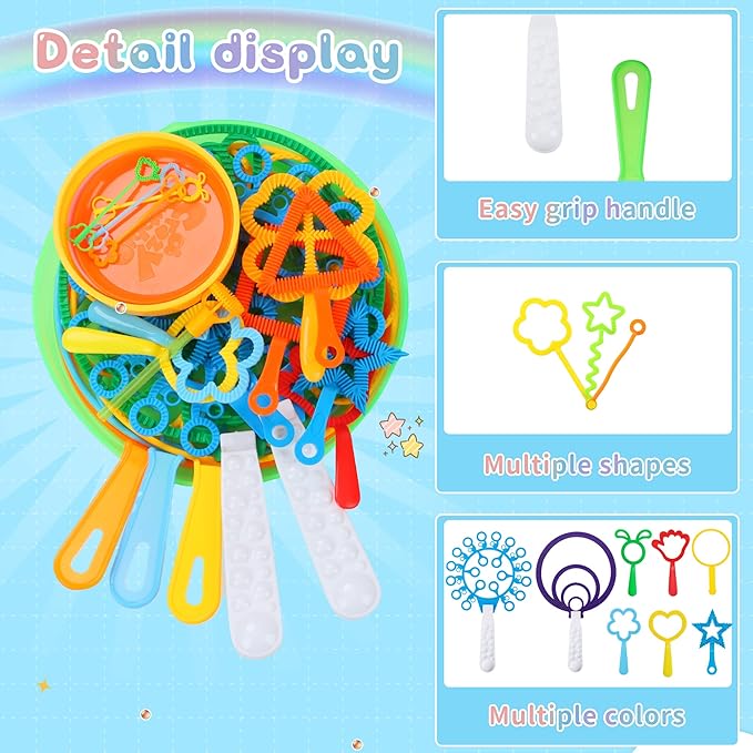 Bubble Wands Set, 38 PCS Large Wands With Tray for Kids, Giant Bubble Makers Bulk for Summer Outdoor Party Favors