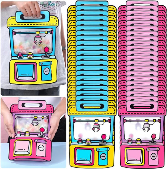 Yeyeplum 40 Pcs Goodie Bags Stuffers for Kids Birthday Goodie Bags Cartoon Snack Candy Treat Party Favor Plastic Gift Handbags Bulk with Handle for Back to School Supplies(12 x 8.8 Inch,Game Style)