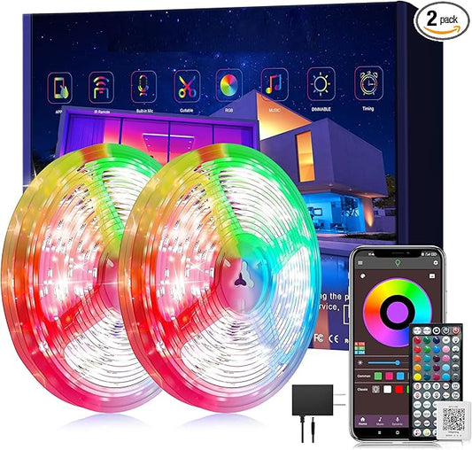 Ledagic Led Lights for Bedroom 250ft (2 Rolls of 125ft) Color Changing RGB Led Strip Lights with 60 Keys Remote and App Control, Music Sync Led Lights for Room Kitchen Party Home Decor
