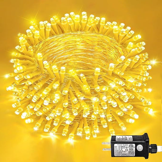 250 LED Christmas Lights Outdoor 82ft String Lights Indoor 8 Modes Clear Wire, Connectable Twinkle Fairy Lights Plug in for Bedroom Wedding Tree Decorations, Warm White