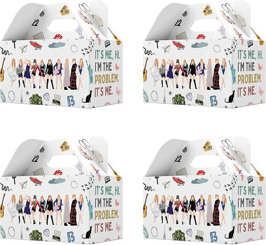 Echoglimmer 24 PCS Taylor Party Favors Boxes Goodie Bags | Popular Music Goodies Boxes with Handles | Birthday Party Favors | Music Singer Taylor Themed Favors