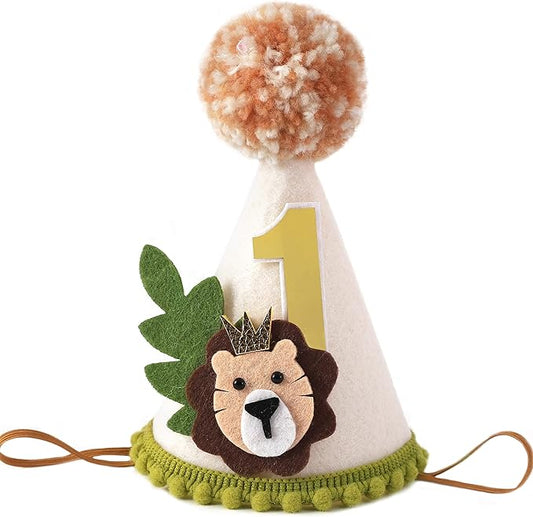 Lion Theme First Birthday Crown - Wild One Jungle Safari Decoration for Boys