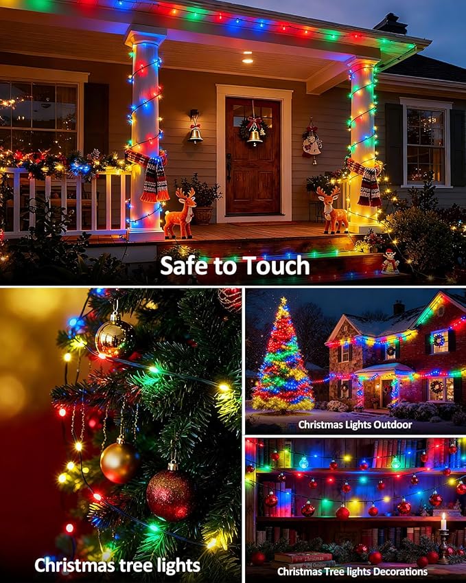 Outdoor String Lights, 328FT 1000 LED Fairy Lights, IP65 Waterproof Outside with Remote, 8 Lighting Modes Dimmable Timer Hanging LED Lamp for Camping Garden Patio Christmas Decor Yard Fence Tree
