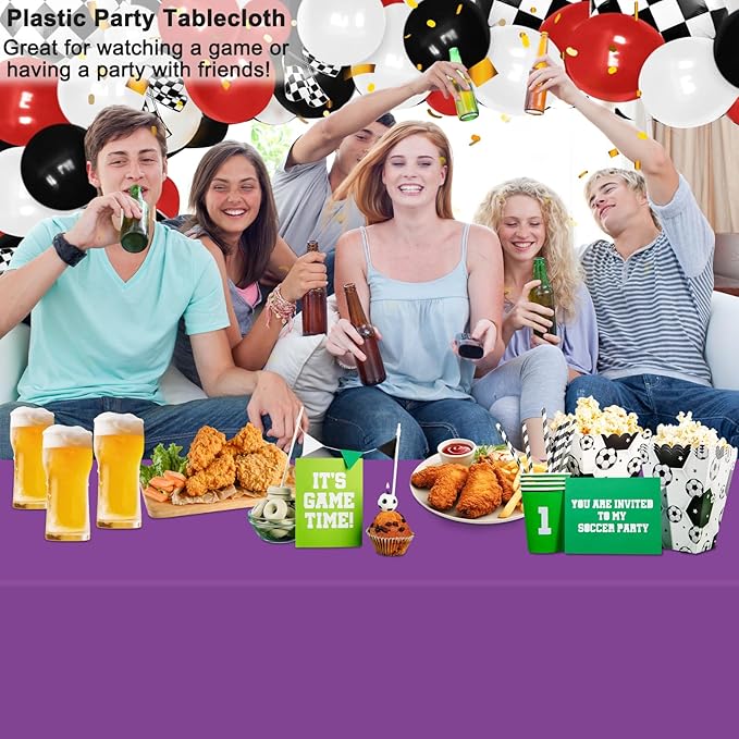 WNINK 4 Pack Purple Tablecloths Disposable Table Covers 54" x 108" Table Cloths for BBQ Birthday Picnic Bridal Shower Engagement Wedding Plastic Table Cloths for Parties