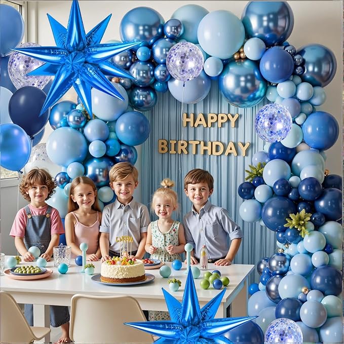 KARLURE Blue Balloons Arch Kit, Different Shades Navy Blue Balloons for Blue Graduation Decorations 2026 Grad Class Memorial Day Baby Shower Boy Men Birthday World Cup Party Decorations