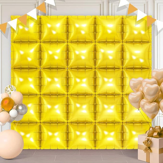 Gold Square Foil Balloons 25 Pcs Metallic Gold Balloons Wall Backdrop for New Year Graduation Birthday Bridal Shower Party Arch Backdrop Decorations