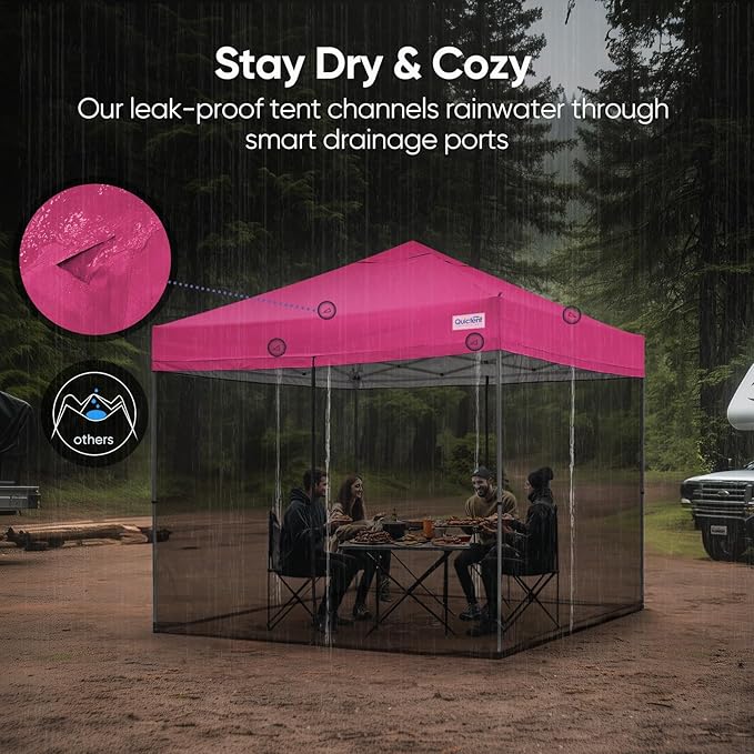 Quictent 10x10 Pop Up Screened Canopy Tent, Instant Setup for 1 Person with Netting, Portable & Compact, Waterproof & UV Protection, Ideal for Camping, Beach, Parties, and Outdoor Events