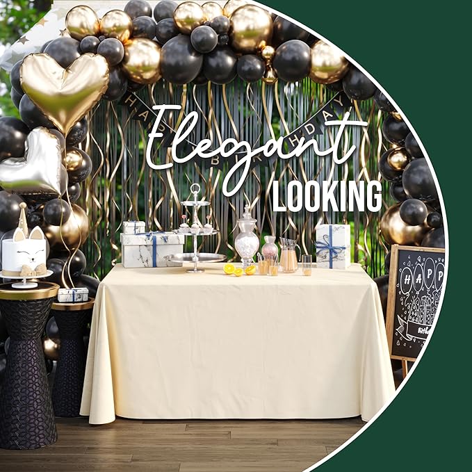 Exquisite 12-Pack Ivory Plastic Disposable Tablecloth - Size: 70 × 120 Inches – Rectangle Table Cover for Parties, Picnics & Formal Events