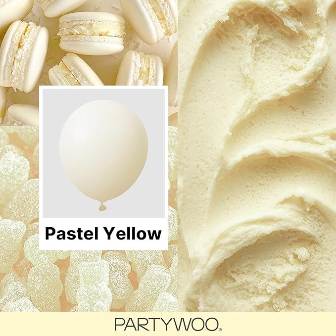 PartyWoo Pastel Yellow Balloons 155pcs Different Sizes of 18 12 10 5 Inch Light Pale Yellow Balloon Arch Kit Garland for Baby Shower Easter Little Cutie Bee Birthday Party Decorations Yellow-Q07