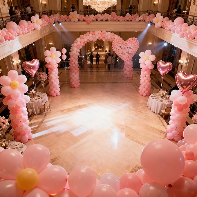 160Pcs Pastel Pink 12 Inch Pink Latex Party Balloons for Wedding Bridal Shower Gender Reveal Birthday Party Decoration