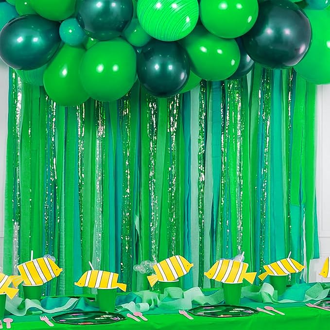 Crepe Paper Streamers 6 Rolls Green 2.2 Inches 738 Feet, Party Supplies DIY Crafts for Birthday, Wedding, Baby Shower, Bachelorette, Graduations Decorations