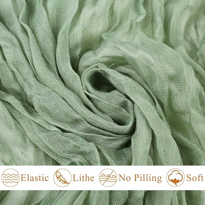 Sage Green Cheesecloth Table Runner 10FT Rustic Sheer Gauze Table Runners 120 Inch Boho Cheese Cloth Table Decorations for Wedding Bridal Spring Baby Shower Home Decor