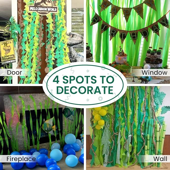 PartyWoo Crepe Paper Streamers 6 Rolls 492ft, Pack of Lime Green, Gold Party Streamers for Birthday, Party, Wedding Decorations (1.8 Inch x 82 Ft/Roll)