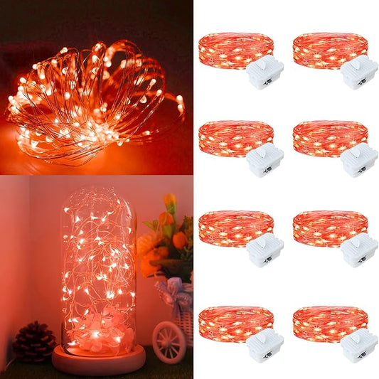 8Pack Fairy Lights Battery Operated, 7ft 20 LED 3 Modes Speed Twinkle Mini String Lights Waterproof Silver Wire Firefly Starry Lights for Mason Jars Wedding Party Christmas Decorations