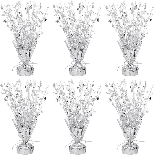 6 Pack Metallic Foil Spray Centerpiece Table Decoration Silver Star Party Centerpieces Table Decorations for Birthday Wedding Anniversary 2026 Graduation Party Decor