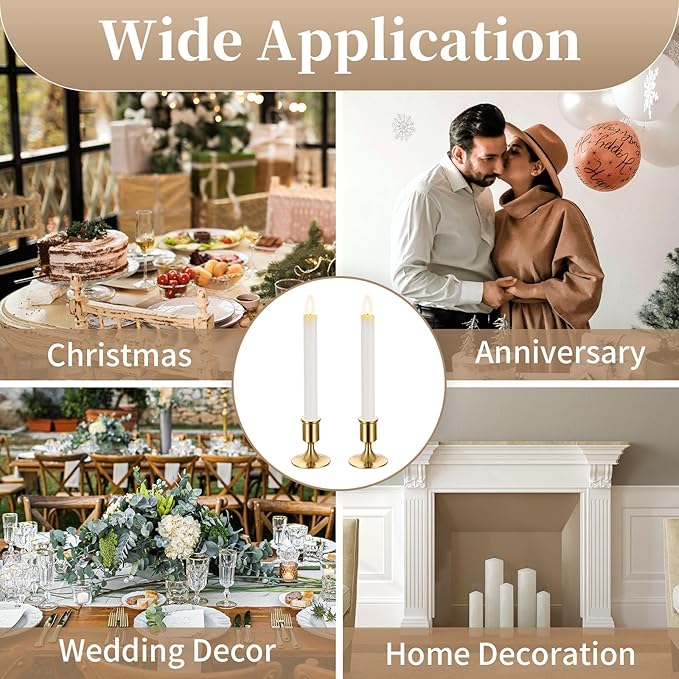 Sziqiqi Candlesticks Holder for Wedding Table Centerpiece - Gold Taper Candle Holders Candle Stick Holder Bulk for Christmas Candlelight Dinner Wedding Party Festival Decor 6 Pieces