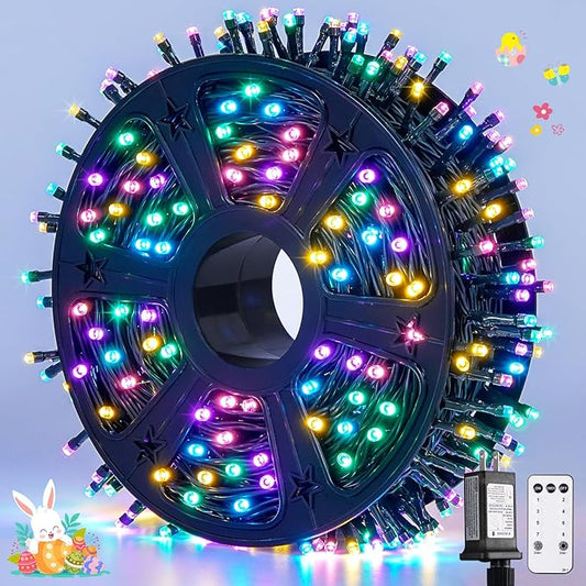 JMEXSUSS 500 LED Easter Lights Outdoor Indoor, 173ft Multicolor Easter String Lights, 8 Modes Pastel Light Plug in for Room Party Decorations