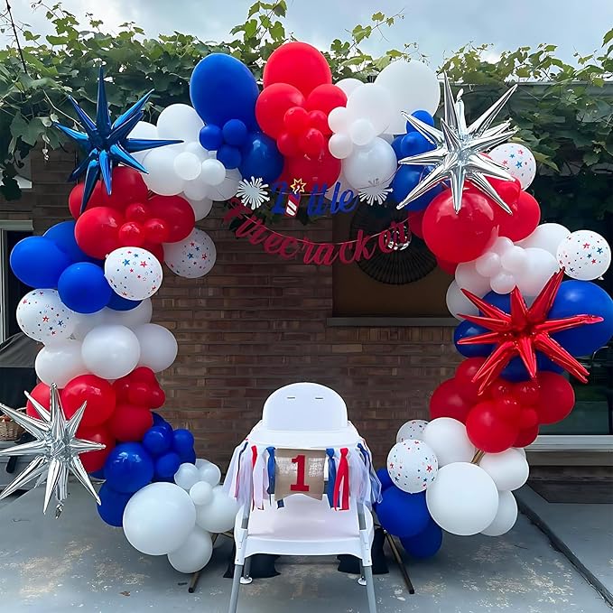Red White Blue Balloon Garland Arch Kit for 4th of July Independence Day Veterans Memorial Day Baby Shower Birthday Party Baseball Patriotic Theme Party Red White and Blue Decorations