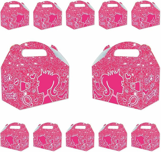 Zliisang 16PCS Pink Princess Candy Boxes Pink Goodie Gift Bags for Kids Princess Theme Birthday Party Favors Bags Girl Birthday Party & Bridal Shower Decorations