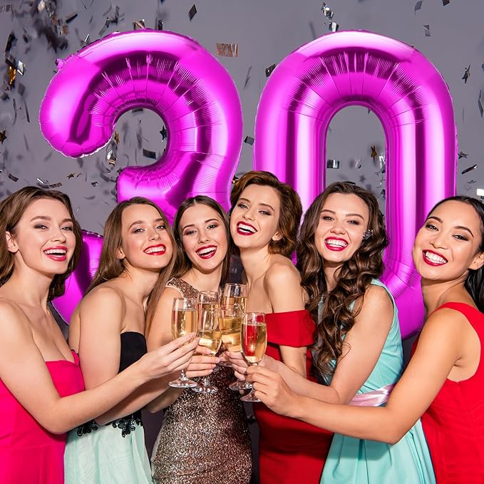Gejoy 40 Inch Number 30 Balloons Jumbo 30 Foil Giant Number 30 Balloons for 30th Birthday Party Decorations and Rip to My 20s Anniversary Event(Hot Pink)