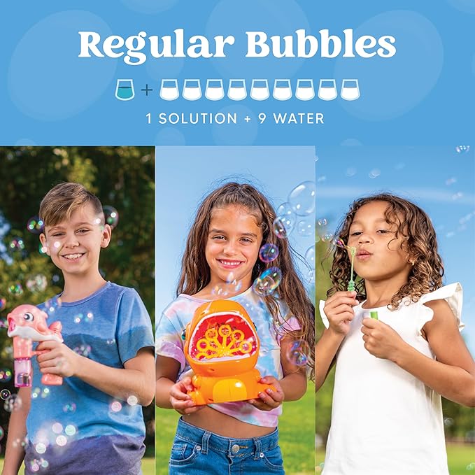 JOYIN 2 Bottles Bubbles Refill Solutions 64 oz (up to 5 Gallon), Concentrated Solution for Bubble Machine, Gun, Wand Refill Fluid Summer, Easter Toys (Red+Purple)