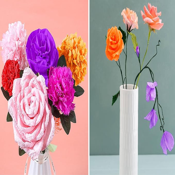 jiebor Halloween Streamers Crepe Paper Black Orange Purple Streamers 492 Ft 6 Rolls for Halloween Party Wedding Birthday Home Office Door Wall Decorations Flower Making
