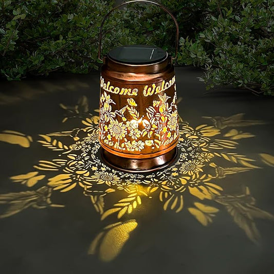 KY&BOSAM Solar Lanterns Outdoor Waterproof Unique Sunflower Garden Decor Birthday Gifts for Women Mom Grandma Hang Solar Lights Metal Solar Powered Decoration Outside for Yard Patio Backyard Pathway