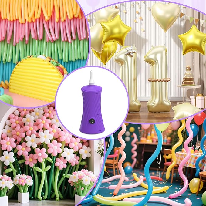 206 Balloon Pump Electric Air Pump for Long Balloon Inflator Blower for Foil Twisty Animal Balloons for Birthday Party Celebration Balloons Decorations