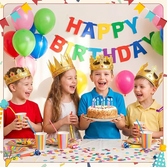 Yaomiao 66 Pieces Foam Princess Tiaras DIY Crowns Kids Party Favors Craft Girls Crystal Diamond Sticker Making Your Own Tiara(66 Pcs,Gold,Cute Style)