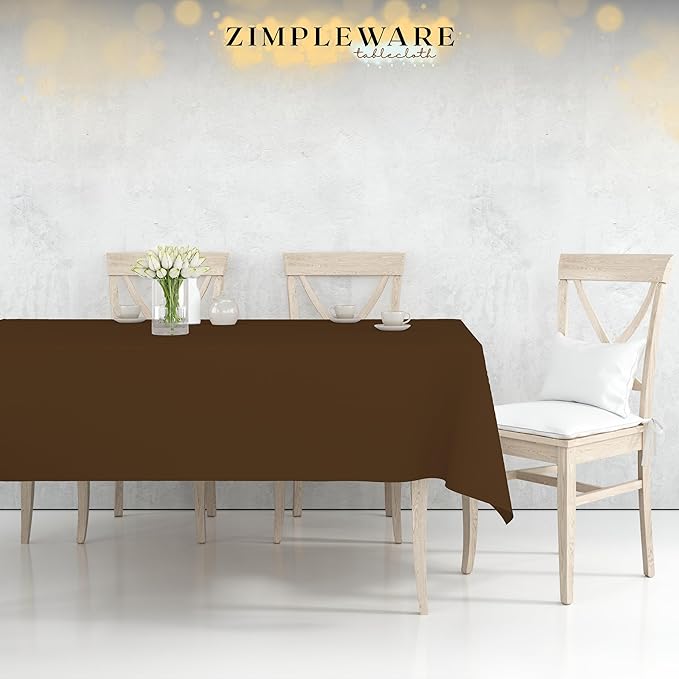 ZIMPLEWARE Premium Brown Plastic Table Cloth Disposable (12 Pk) Plastic Tablecloths for Rectangle Tables (54in x 108in) Party Table Cloths Disposable for 6ft to 8ft Rectangle Tables