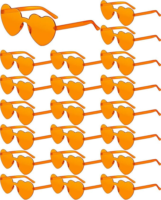 Frienda 20 Pairs Heart Shaped Sunglasses Rimless Candy Color Glasses for Women Men Party Favor