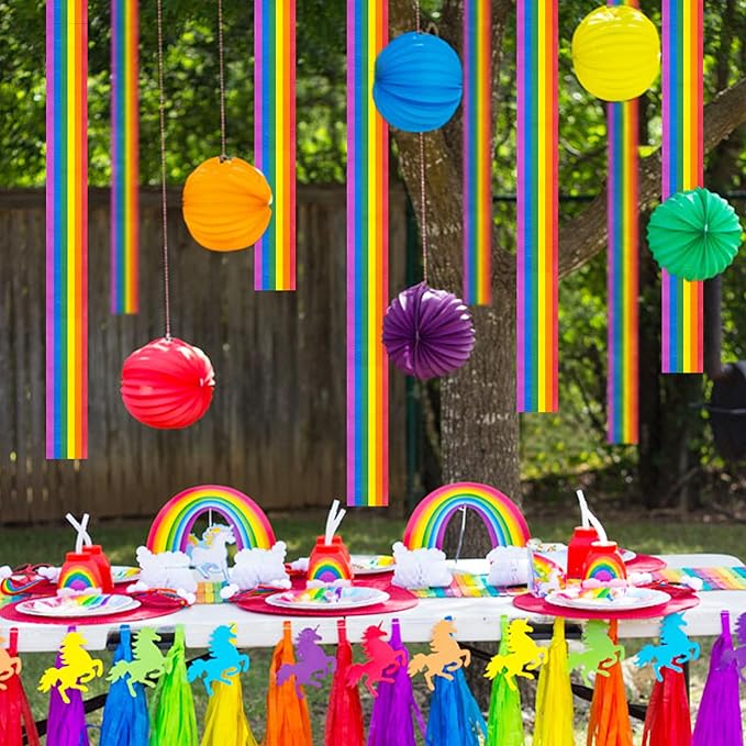 8 Rolls Crepe Paper Streamers, Rainbow Streamers Party Decorations for Birthday Baby Shower Bridal Shower Wedding Party Easter St Patrick's Day Pride Month