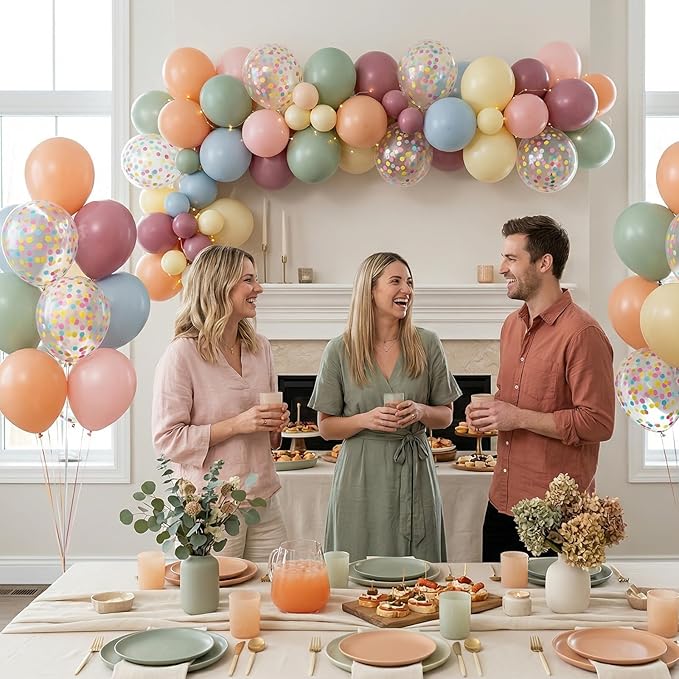 Pastel Balloons,50PCS 12 Inch Retro 6 Color Blue Purple Green Pink Orange Beige Boho Latex Party Balloon for Colorful Ballon Birthday Graduation Anniversary Shower Easter Wedding Decorations