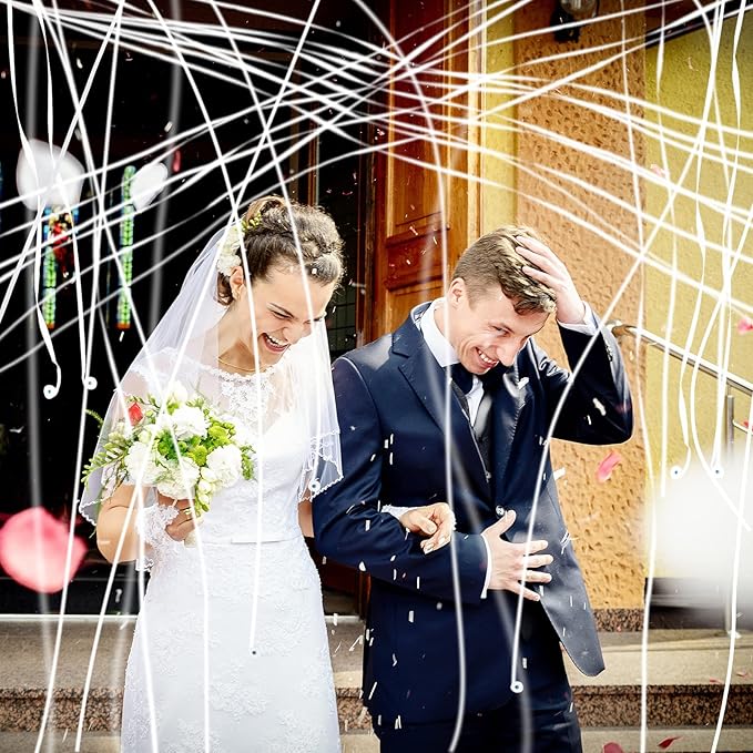 Wettarn 100 Pcs Throw Streamers Confetti Romantic Hand No Mess Streamer Crackers for Christmas Wedding Birthday Party Celebrations Graduation Party Favors(White)
