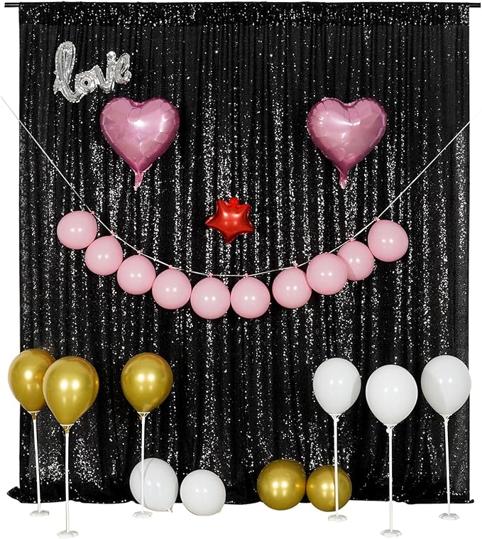 Poise3EHome Black Sequin Backdrop, 20Ft x 10Ft Glitter Photography Background Curtains for Halloween Party Wedding Birthday Christmas Thanksgiving Decoration