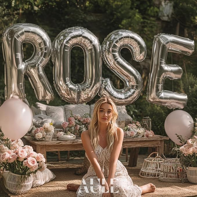 AULE 40 Inch Big Letter Balloon Silver K Large Foil Helium Alphabet Balloons A-Z for Birthday Anniversary Graduation New Year Party Decoration Supplies