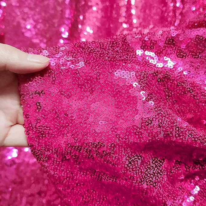 Poise3EHome Sequin Backdrop Curtain, 10Ft x 10Ft Hot Pink Glitter Photography Background Curtains, Sequence Backdrop Drapes for Wedding Party Festival Decor