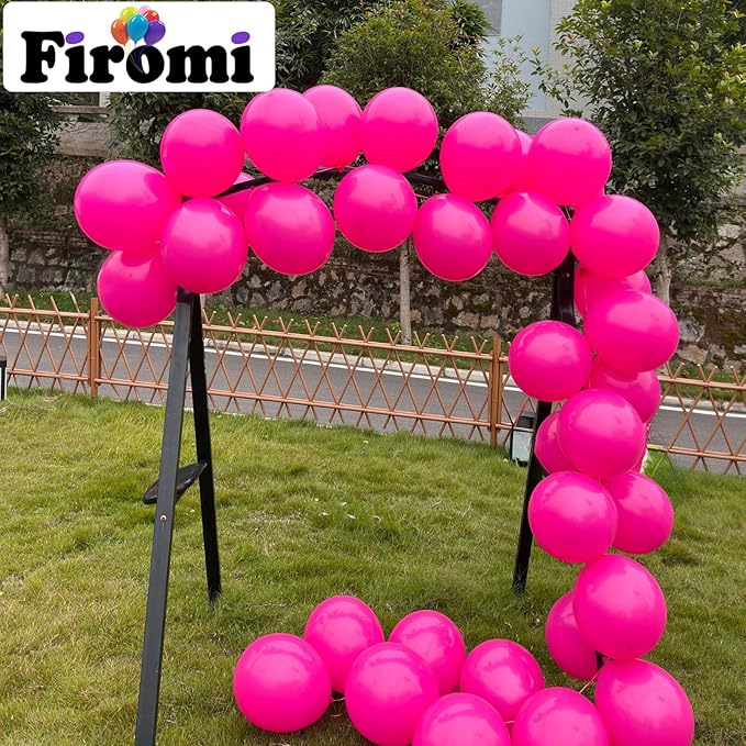 Firomi Hot Pink Balloons 12-inch 100 Pack Big Helium Round Magenta Thicken Latex Balloon for Wedding Birthday Party (with 3 Ribbons)