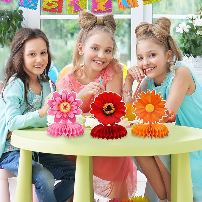 9 Pieces Spring Flower Centerpieces for Tables, Honeycomb Spring Birthday Party Decorations, Baby Shower Centerpieces for Girls, Spring Decorations for Office, Mothers Day Decorations (Flower)