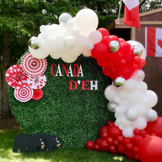 Red and White Latex Balloons, 60pcs 12 Inches Red and White Confetti Balloons with 1 Ribbon for Christmas, Birthday, Graduation, Valentine's Day Party Decorations