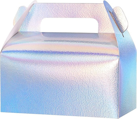UnicoPak 30 Pack Iridescent Party Favor Bag Boxes, Goodie Favor Boxes for Treats Cookies Candies, Ideal for Theme Birthday Party, 6.5x3.5x3.5 Inches